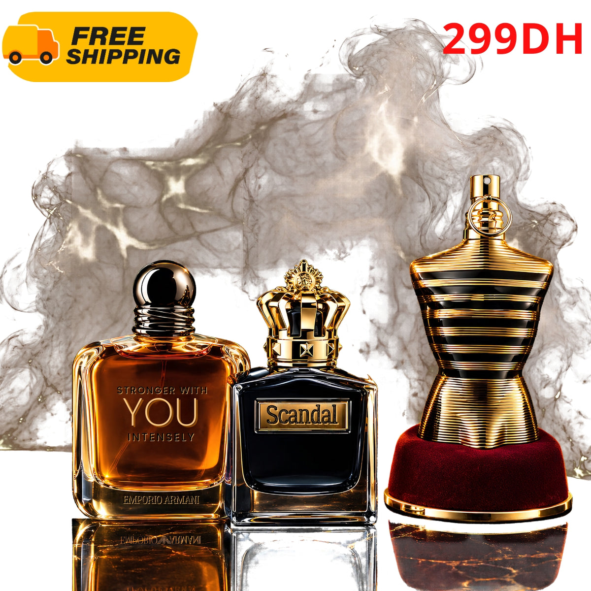 Luxury Perfume Gift Set for Men & Women – Stronger With You Intensely, Scandal & Le Male Elixir – 3 Perfumes Pack – 299 DH