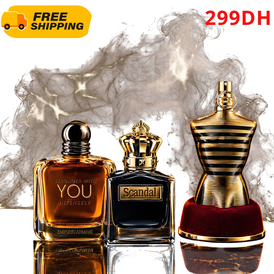 Luxury Perfume Gift Set for Men &amp; Women – Stronger With You Intensely, Scandal &amp; Le Male Elixir – 3 Perfumes Pack – 299 DH